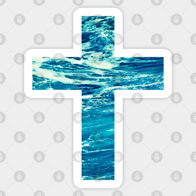 Living Water Christian Cross Sticker by ChristianShirtsStudios